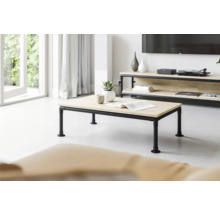 Salon avec table basse et meuble TV de style moderne