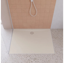Douche à l''italienne avec receveur plat et panneau mural