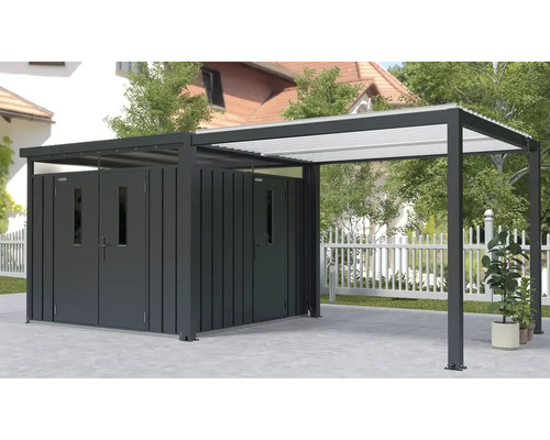 Geräteschuppen mit Überdachung im Aussenbereich