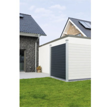 Jardin avec cabanon en bois et métal