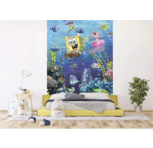 Kinderzimmer mit Wandbild mit SpongeBob-Motiv, das eine Unterwasserwelt darstellt