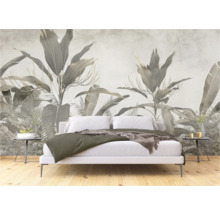 Chambre à coucher avec papier peint photo botanique style jungle