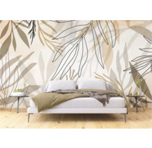 Chambre avec papier peint botanique à feuilles