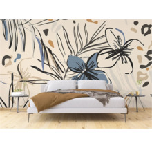 Chambre à coucher avec papier peint photo à motif végétal