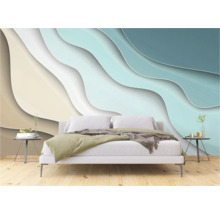 Chambre à coucher avec papier peint photo à motifs de vagues