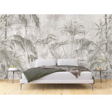 Chambre avec papier peint à motif de jungle