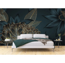 Chambre à coucher avec papier peint photo à motif floral
