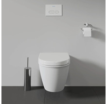 WC suspendu avec plaque de commande, porte-papier toilette et brosse de toilette