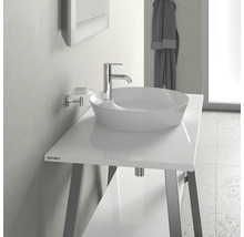 Badezimmerwaschtisch mit Aufsatzwaschbecken, Armatur und Seifenschale