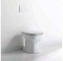 WC sur pied avec plaque de commande au mur