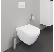 WC suspendu avec support papier toilette et brosse de toilette