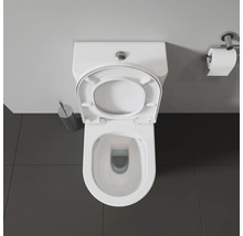 Photo de toilettes vues du dessus avec siège de toilette ouvert