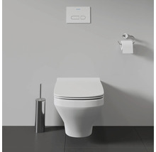WC suspendu avec brosse de toilette, porte-papier toilette et plaque de commande