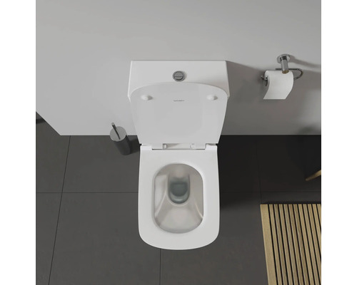 Vue de dessus de toilettes avec couvercle ouvert