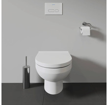 WC suspendu avec commande de chasse d'eau, porte-papier toilette et brosse de toilette