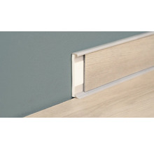 Sockelleiste mit Holzdekor zwischen Wand und Boden