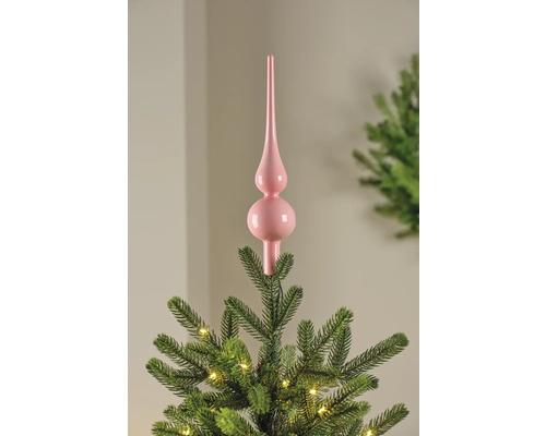 Weihnachtsbaumspitze Glas Ø 5 cm H 28 cm rosa gläzend Christbaumspitze auf einem Weihnachtsbaum