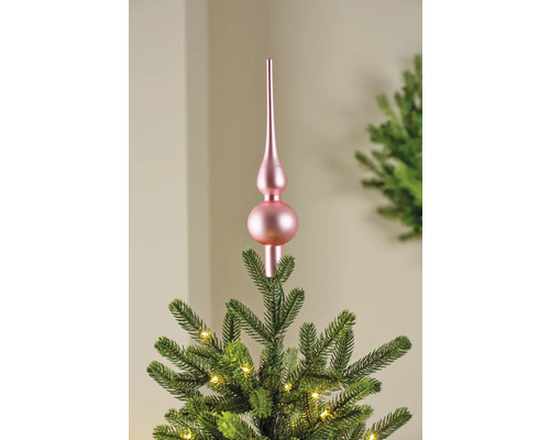 Weihnachtsbaumspitze Glas Ø 5 cm H 28 cm rosa matt Weihnachtsbaumspitze auf einem Weihnachtsbaum