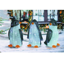 Trois figurines de pingouins avec éclairage pour la décoration de Noël