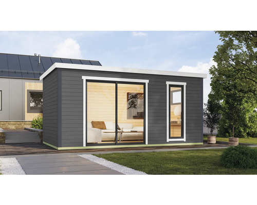 Maison de jardin moderne avec porte coulissante et fenêtre pour l'extérieur