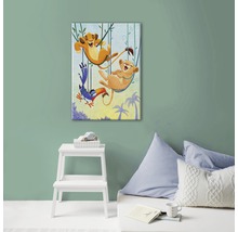 Tableau mural avec une illustration d''animaux sur des balançoires dans un style jungle