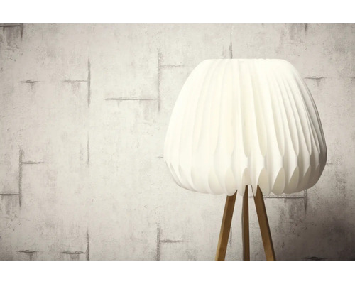 Lampadaire avec abat-jour plissé et pied en bois