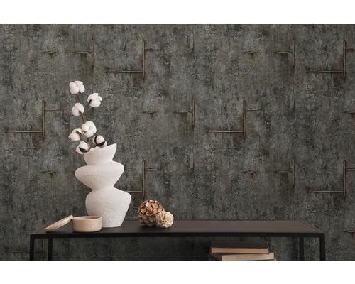 Papier peint décoratif avec un motif de renforts en acier sur un fond texturé