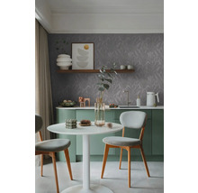 Moderne Kichenzeen mat Iessdësch, Still, Kitchenette a floralen Hannergrond