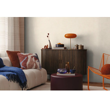 Scène de salon avec canapé, coussins, couverture, armoire, lampe et décoration pour une ambiance chaleureuse