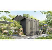 Metall Gerätehaus mit Anbau im Garten