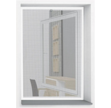 Moustiquaire devant une fenêtre donnant sur une salle de bains.