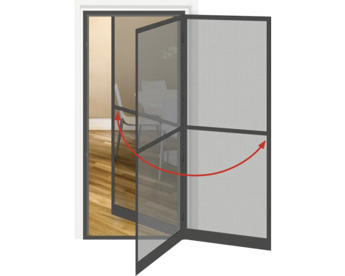 Drehbare Insektenschutztür mit Gewebe