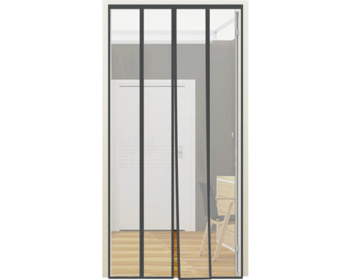 Moustiquaire de porte avec fermeture magnétique dans l'encadrement de la porte