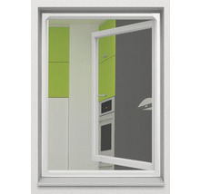 Fliegengitter am Fenster mit Blick auf eine Küche