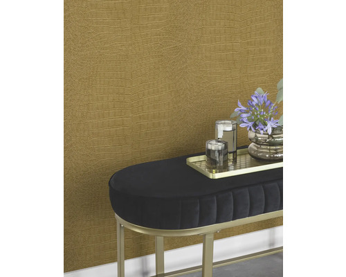 Papier peint décoratif avec motif en cuir de crocodile sur le mur