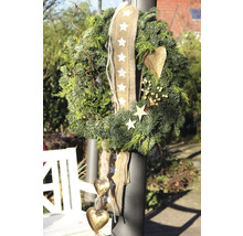 Couronne de l'Avent décorative avec ruban, étoiles et pendentifs en forme de cœur pour la période des fêtes