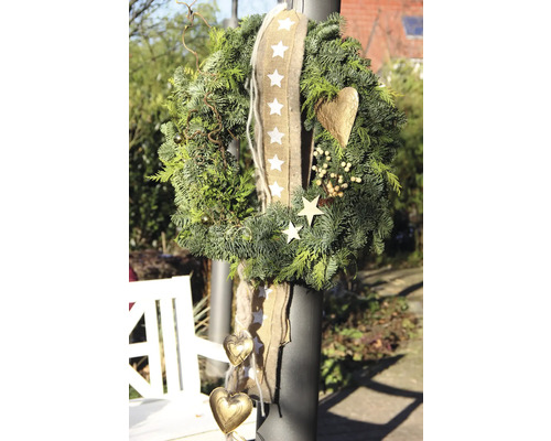 Couronne de l'Avent décorative avec ruban, étoiles et pendentifs en forme de cœur pour la période des fêtes