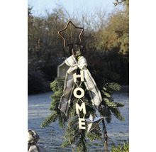 Sapin de Noël décoratif avec nœud, étoile et l'inscription HOME