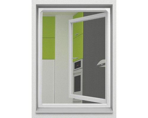 Pollenschutz home protect Magnetrahmen ohne Bohren weiss 100x120 cm Fliegengittertür mit Aluminiumrahmen im geöffneten Zustand
