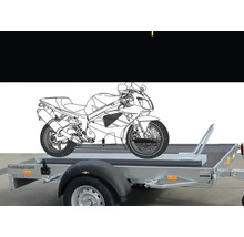 Motorradanhänger mit Motorradattrappe zur Illustration