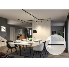 Salle à manger avec système de rails et suspensions