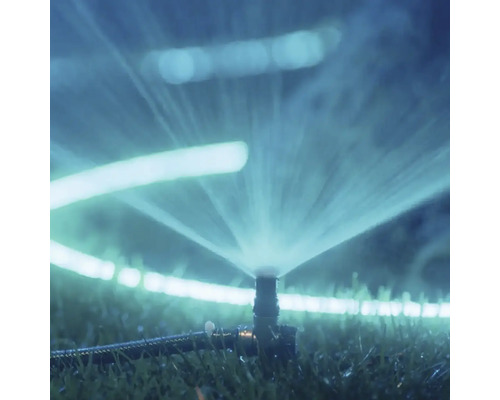 Arrosage du gazon avec arroseur de gazon dans le jardin