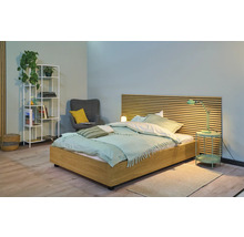 Chambre avec lit, table de chevet, lampe, étagère et fauteuil pour une ambiance chaleureuse