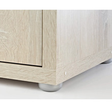 Vue détaillée d'un meuble avec structure en bois et pieds