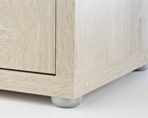 Vue détaillée d'un meuble avec structure en bois et pieds