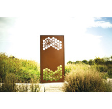 Dekorative Garten Sichtschutzwand mit Bienen und Wabenmuster