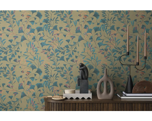 Pièce décorative avec papier peint à motifs de feuilles