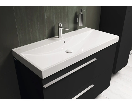 Meuble-lavabo avec lavabo, robinet et distributeur de savon