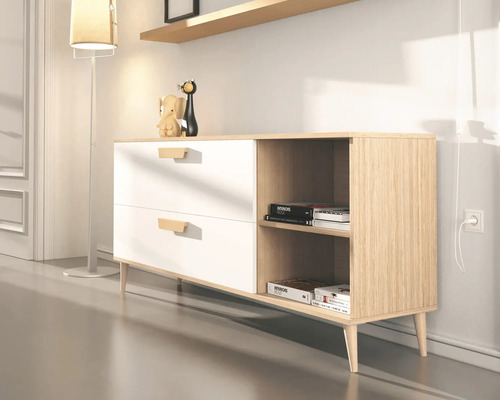 Kommode mit zwei Schubladen und offenem Fach zur Aufbewahrung