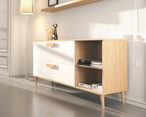 Kommode mit Schubladen und Regalen für Wohnzimmer oder Schlafzimmer